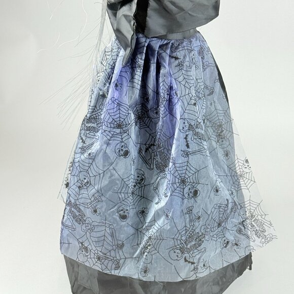 Fiber Optic Witch With Broom w/ Spider Web Cape  Light Up Halloween Decor - Picture 7 of 13